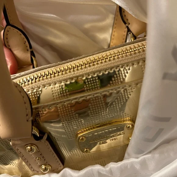 MICHAEL Michael Kors Metallic Gold Cindy Dome Satchel Bag